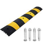 CXRCY Heavy Duty Speed Bumps 6FT 1 Pack 2-Channel Modular Traffic Driveway Speed Bump Hump Heavy Duty Rubber Cable Ramp with 4 Bolts for Asphalt Concrete Garage Gravel Roads (71.7 x 12 x 2.4 Inch)