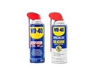 WD-40 Multi-Use Product and WD-40 Specialist Silicone Lubricant Combo Pack, Smart Straw Sprays 2 Ways, WD-40 Original Formula 12oz and Water-Resistant Silicone 11oz (Pack of 2)