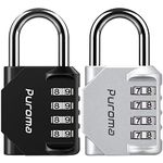 Puroma 2 Pack 4 Digit Combination Locks Outdoor Waterproof Padlock for School Gym Locker, Hasp Cabinet, Gate, Fence, Toolbox (Silver & Black)