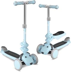 Mountalk Toddler Scooter/Balance Bike, 3 Wheels Scooter with Seat, Ride On Toys for Girls and Boys 1-6 Years (2 in 1 - Blue)