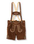 Isar-Trachten boys lederhosen - short, brown, embroidered, camel (brown), - Brown - 8 Years