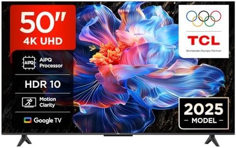 TCL 50V6C 50 Zoll Direct LED TV, 4K HDR Fernseher, Smart TV mithilfe von Google TV (Dolby Audio, Motion Clarity, Kompatibel mit Google Assistant & Alexa)