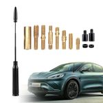 GKmow 1 PC Retractable Radio Antenna, 5.51" x 0.78" Thread-Mounted Automotive Signal Receiving Adapter, Personalized Decorative Accessories, Universal Size Suits for Most Car Models (Black)