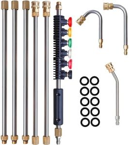 Hourleey 9 Pack Pressure Washer Extension Wand Upgrade Power Washer Lance with 6 Nozzle Tips, 30°,90°,120° Curved Rod, 1/4" Quick Connect, 4000 PSI