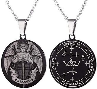 FAYERXL Sigil of Archangel Michael Uriel Gabriel Rafael amulet medallion necklace (Archangel Raphael Sigil Magic Amulet Round 1)