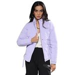 Campus Sutra Women's Light Purple Bar Quilted Puffer Jacket For Casual Wear | High Neck | Long Sleeve | Zipper Closure | Jacket Crafted With Comfort Fit For Everyday Wear