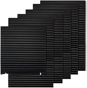 MYshade 6 Pack Temporary Blackout Paper Shades for Windows,Paper Pleated Blinds with Adhesive,No Tools No Drilling Free Cut Size Paper Room Darkening Shades(Black, 36" W x 72" H)