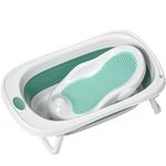 MOPPETS MOPPETS Elite Silicone Folding Baby Bath Tub with and Mummamia Silicone Jelly Baby Folding Bather Set (0-5 Years) - Elite Combo (Green)