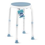 HEFTMAN Round Shower Stool - Easy Assembly Bathroom Stool with 360° Rotating Seat, 8 Height Adjustments Shower Seats for Elderly, Pregnant, Disabled, Injured - Anti-Slip Feet & Aluminium Frame