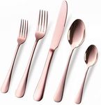 Copper/Rose Gold Silverware Set, OGORI 40-Piece Stainless Steel Flatware Set, Kitchen Utensil Set Service for 8, Mirror Polished Tableware Cutlery Set for Home and Restaurant, Dishwasher Safe