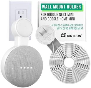 Sintron 2X Outlet Wall Mount Holder for Google Nest Mini and Google Home Mini, A Space-Saving Accessories with Cord Management for Google Smart Speakers 1st Gen. and 2nd Gen, No Messy Wires or Screws