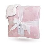 eYone Large Receiving Sherpa Baby Blanket Double Layer Fleece for Nursery Cot and Pram (Pink, 80x110cm)