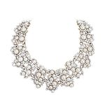 Ever Faith Cream Smulated Pearl Choker Necklace, Costume Bib Statement Chunky Necklace Jewelry for Women