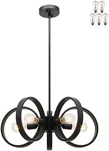 XiNBEi Lighting Chandeliers 5 Light Adjustable Black Chandelier Pendant Light with LED Bulbs for Dining & Living Room XB-C1269-5-MB-LED