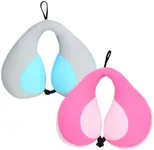 MOOB Travel Neck Pillow,Pillow for Baby Car Seat Comfortably Designed for Head, Neck, and Chin Support - Gifts for Toddler/Child/Kids,Pink +Grey Blue