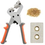 Crovida Grommet Punch Kit 6MM Handle Eyelet Punch Tool with 500Pcs Golden Grommet of 1/4 Inch,Manual Hole Pliers for Belts, Canvas,Crafts, Poster,Tarpaulin Banner