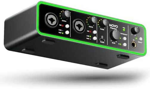 Movo Phantom Dual Channel USB/USB-C Audio Interface for Recording, Songwriting, Podcasting, Audio Production w/USB-C Smartphone Input Connection