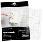 2x2 Clear Square Labels Stickers Glossy for Laser Printer, Pack of 300, Transparent self Adhesive Vinyl Paper Craftiff