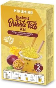 MiruMiru - Bubble Tea Kit - Mango Fruit Bobas & Passion Fruit Nectar and Oolong tea - Homemade Boba Tea Set for 2 Drinks, straws included - Make Tea at Home - Available in Different Flavors.