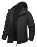 KEFITEVD Men's Tactical Softshell Jacket Fleece Lining Hunting Jackets Windbreaker Coat, Black, S