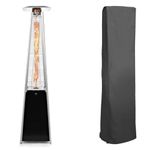 BU-KO Outdoor Patio Gas Heater, Garden, Camp, BBQ Parties, Stainless Steel Pyramid Style 13kw Propane Heater, Portable Wheels | LPG Warm Heating Fire & Water Proof Cover Included