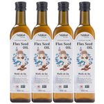 Flaxseed Oil 500ml, a set of 4 bottles, Cold-Pressed Non-GMO & Gluten-Free for Cooking & Dressing, by Twinfood (Flaxseed, 4 bottles)