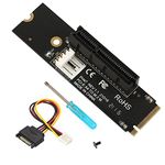 GELRHONR NGFF M.2 to PCI-E 4X 1X Riser Card,M.2 Key M 2260 2280 SSD Port to PCIE Adapter with LED Indicator SATA 15pin Power Riser for Bitcoin Miner Mining-Black