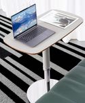 Zpnevx Large Adjustable Swivel Table, Saddle Leather Cover & Metal Leg for Couch Laptop Desk,Overbed Table,TV Tray