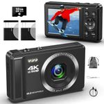 Digital Camera 4K UHD - 44MP - Autofocus Point and Shoot Digital Cameras 2.4'' Compact Digital Camera 16X Digital Zoom - Vlogging Camera with 2 Batteries a 32GB SD Card for Teens Students