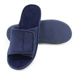 Magtoe Adjustable House Slippers for Men Soft Open Toe Breathable Indoor Slip on Mens Slides Sandals with Memory Foam for Home Bedroom,All Seasons, Blue, 11-12