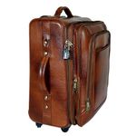 RICHSIGN LEATHER ACCESSORIES 46 L Leather Trolley Duffel Backpack Luggage Bags For Men -20 Inch (Cabin Size, Tan)