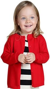 Kids Baby Knitted Solid Cardigan Uniform School-wear Button Down Sweaters Jumper Long Sleeve Tops (12-18 Months, Red)