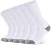 Closemate 6 Pairs Mens Cushion Crew Socks Moisture Wicking Athletic Cotton Socks for Sport Training Work(6White, Size M)