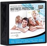 Utopia Bedding Waterproof Mattress Protector Queen Size, Premium Terry Mattress Cover 200 GSM, Breathable, Fitted Style with Stretchable Pockets (Black)