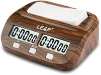 LEAP Chess Clock with Countdown Alarm Bonus and Delay Functions for Chess and 2-Player Board Games Classic Wood Grain Appearance