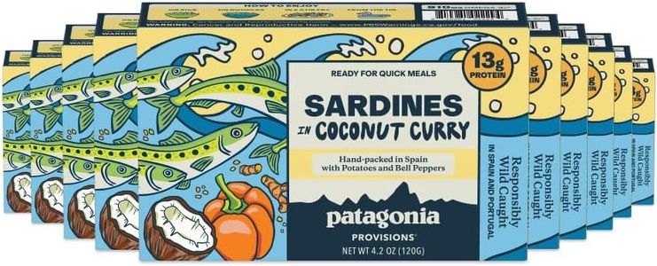 Patagonia Provisions - Wild Sardines in Coconut Curry | Responsibly sourced in Spain | 13g Protein & Gluten Free | Pack of 10