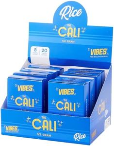 Cali by VIBES Premium Pre-Rolled Rice Cones with 1/2 Gram Capacity, Pack of 8 with 20 Cali's per Pack, Wide Cylindrical Shape, Hand-Rolled Cones, Slow-Burning Paper with Unique Blends