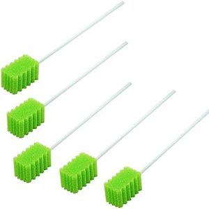 MUNKCARE Treated Oral Swabs with Dentifrice- Flavored Dental Swabs Individually Wrapped Fruit Green Tooth Shape for Oral Cavity Cleaning Sponge Swab, Box of 100 counts