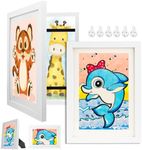 GOKEDA 2 Packs Kids Art Frame, 8.5x11 Artwork Picture Frames Changeable with Stand, Front Opening Picture Display Frames Holds 150, Artwork Display Storage Frames for Children Art Projects, Drawings, Schoolwork, Home and Office, White