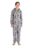 Jellifish Kids Boys Grey Gamer Onesie, Soft and Cozy Velour Pajama with Hood