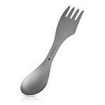 Navaris Titanium Spork Camping Utensil - 3-in-1 Fork, Spoon, Knife Cutlery Combo - Lightweight Metal Silverware for Backpacking, Hiking, Outdoors