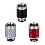 WOLFTEETH 3 Pack Carbon Fiber Plus Stainless Steel 510 Drip Tip Mouthpieces for Electronic Cigarette Vape Tank Vaping Devices | Nicotine Free/Black White Red 12431X3