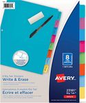 Avery Write & Erase Big Tab Binder Dividers, 8 Tabs, 1 Set, Bright Multi-Colour (23181)