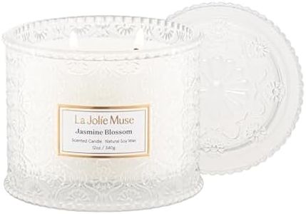Bougie LA JOLIE MUSE parfum jasmin, bougies parfumées pour la maison, grande bougie au soja avec double mèche, bougies parfumées pour cadeau, bougies à combustion propre, 340 g