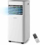 Costway 9000 BTU Portable Air Conditioner, 3-in-1 Air Cooler w/Fan & Dehumidifier Mode, Quiet AC Unit w/Sleep Mode, 2 Fan Speeds, 24H Timer, LED Display, 4 Casters, Remote Control, Cool up to 20-25㎡