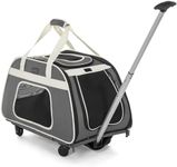 PETSFIT Large Pet Carrier with Wheels Designed for 2 Small Dogs/Multiple Kittens/Medium Dogs with Adjustable Safety Rope & Waterproof Bottom