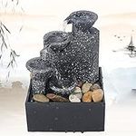 Indoor Waterfall Fountain , Meditation Water Fountain Small Waterfall Fountain Desktop Decorations Indoor Tabletop Fountain With LED Lights And Pebble For Home Office Table Decoration