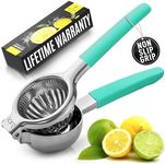 Zulay Lemon Squeezer Stainless Steel with Premium Heavy Duty Solid Metal Squeezer Bowl and Food Grade Silicone Handles - Large Manual Citrus Press Juicer and Lime Squeezer Stainless Steel