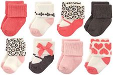 Luvable Friends Unisex Baby Newborn and Baby Terry Socks, Leopard, 6-12 Months