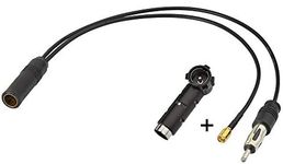 Eightwood Antenna Adapter SMB Cable DIN Female to DIN Male (2DIN) to SMB Male with DIN-ISO Adapter RG174 30 cm for AM/FM DAB Car Radio Multi-Way